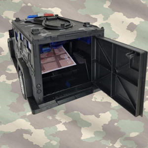 گاوصندوق طرح ماشین ارتشی خاکستری Military Car Safe Box_اسباب بازی
